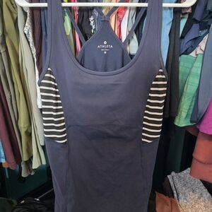 Athleta Navy and Black Striped Tank Top